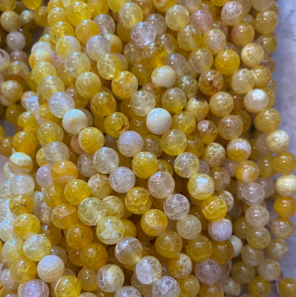 Round Yellow Agate Strand, 8mm