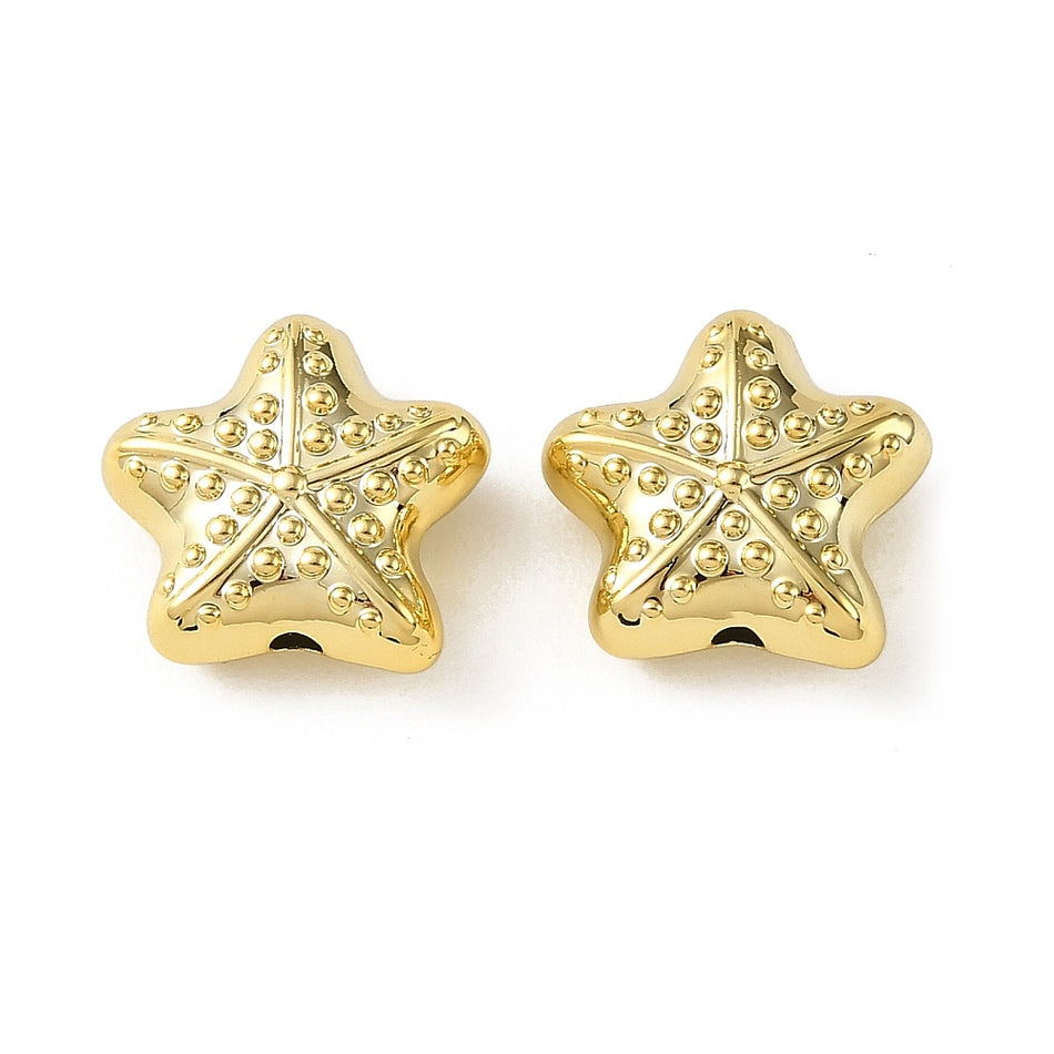 Acrylic Gold Starfish Beads 20mm, 10pcs