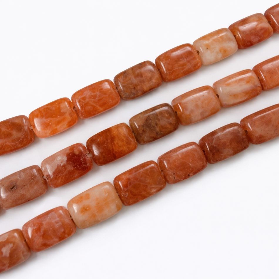 Orange Rectangle Gemstone Bead for 10mm Strand