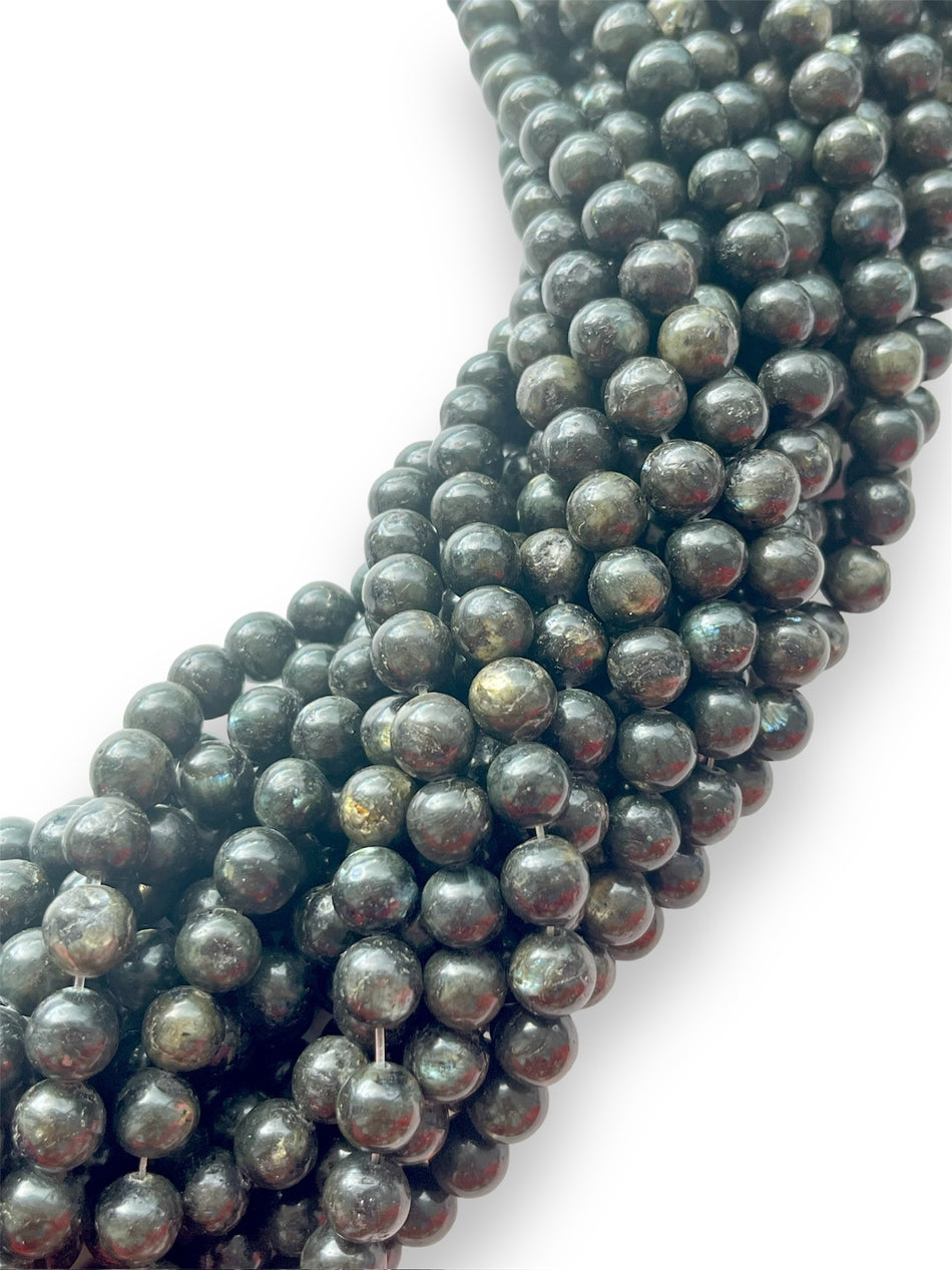 Black Round Gemstone Strand, 10mm