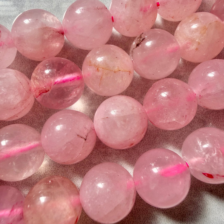 Round Rose Quartz Bead Strand
