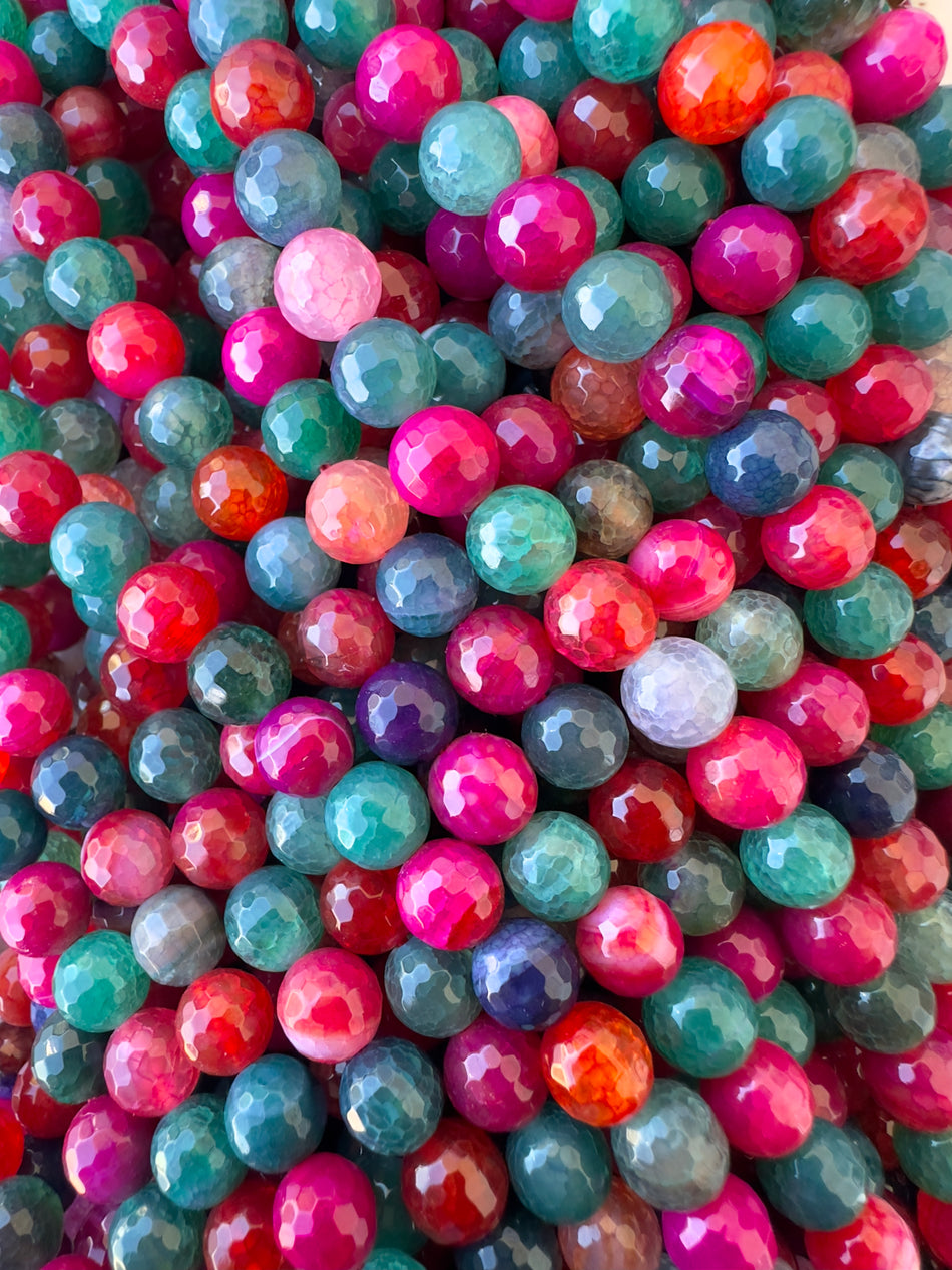 Multicolor Faceted Jade Bead Strand, 8mm