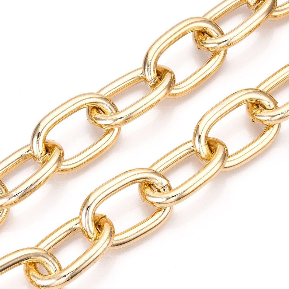 Aluminum Oval Link Gold Chain 39mm, 18inch