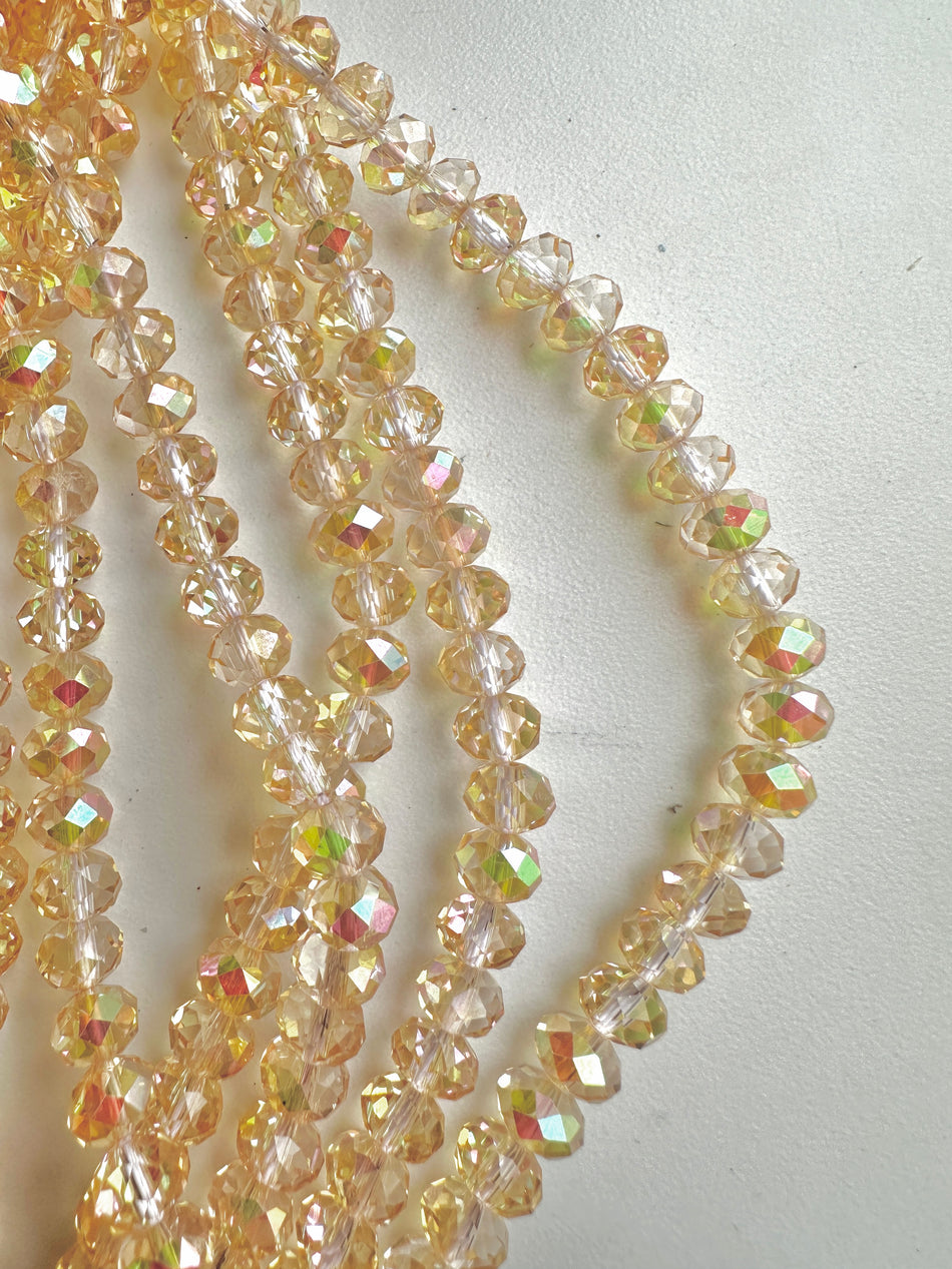 Faceted Rondelle Crystal Strand, 8mm