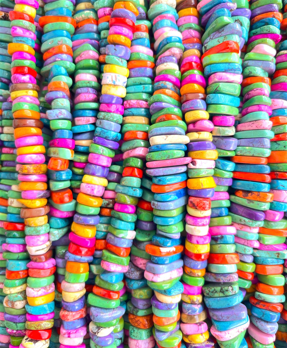 Multicolor Howlite Disc Strand, 14-20mm