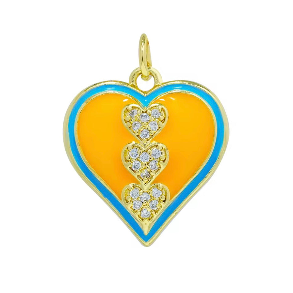 Multicolor Zirconia Heart Pendant, 1pc