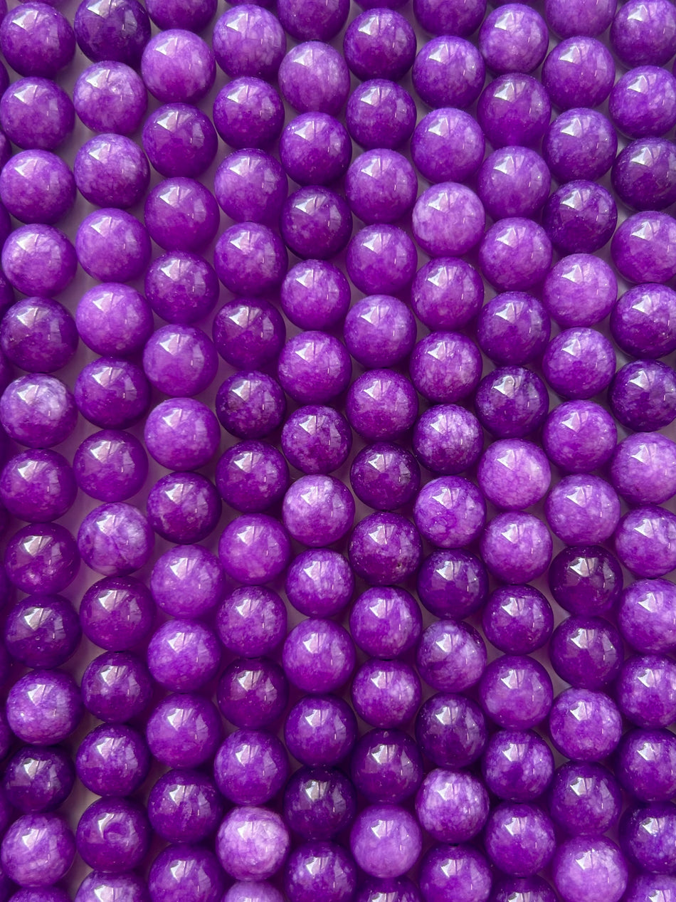 Purple Round Bead Jade Strand, 10mm