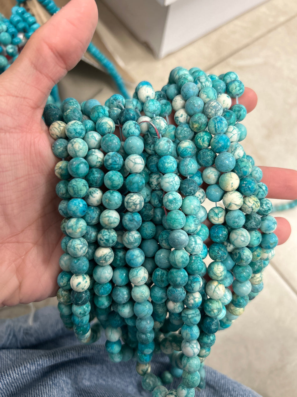 Turquoise Round Bead Howlite Strand