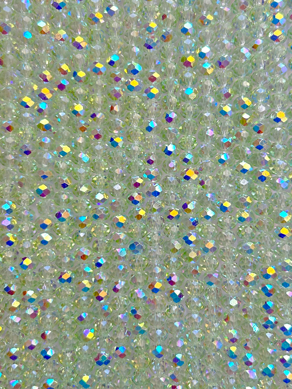 Bright Faceted Rondelle Crystal Bead Strand, 8mm