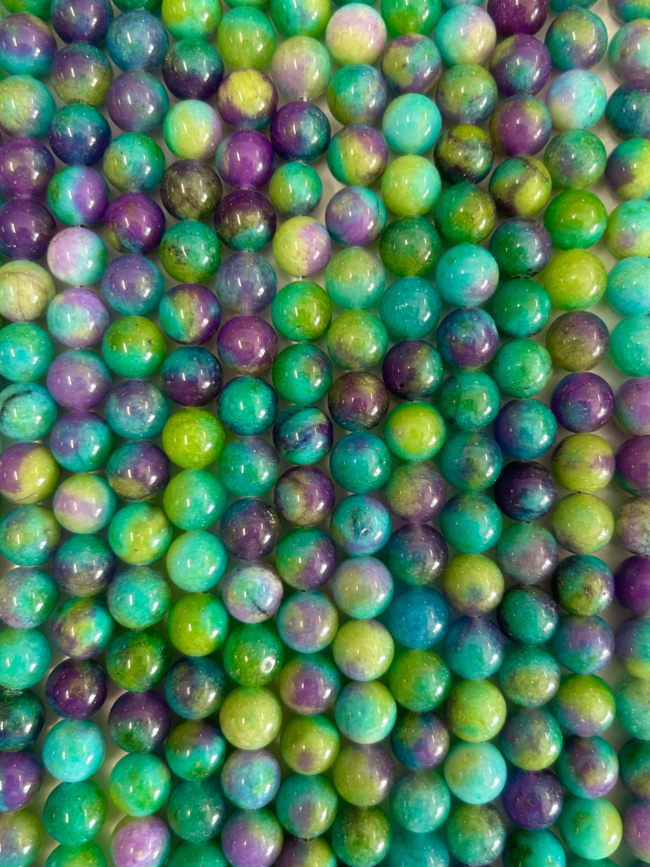 Multicolor Round Jade Bead Strand, 10mm