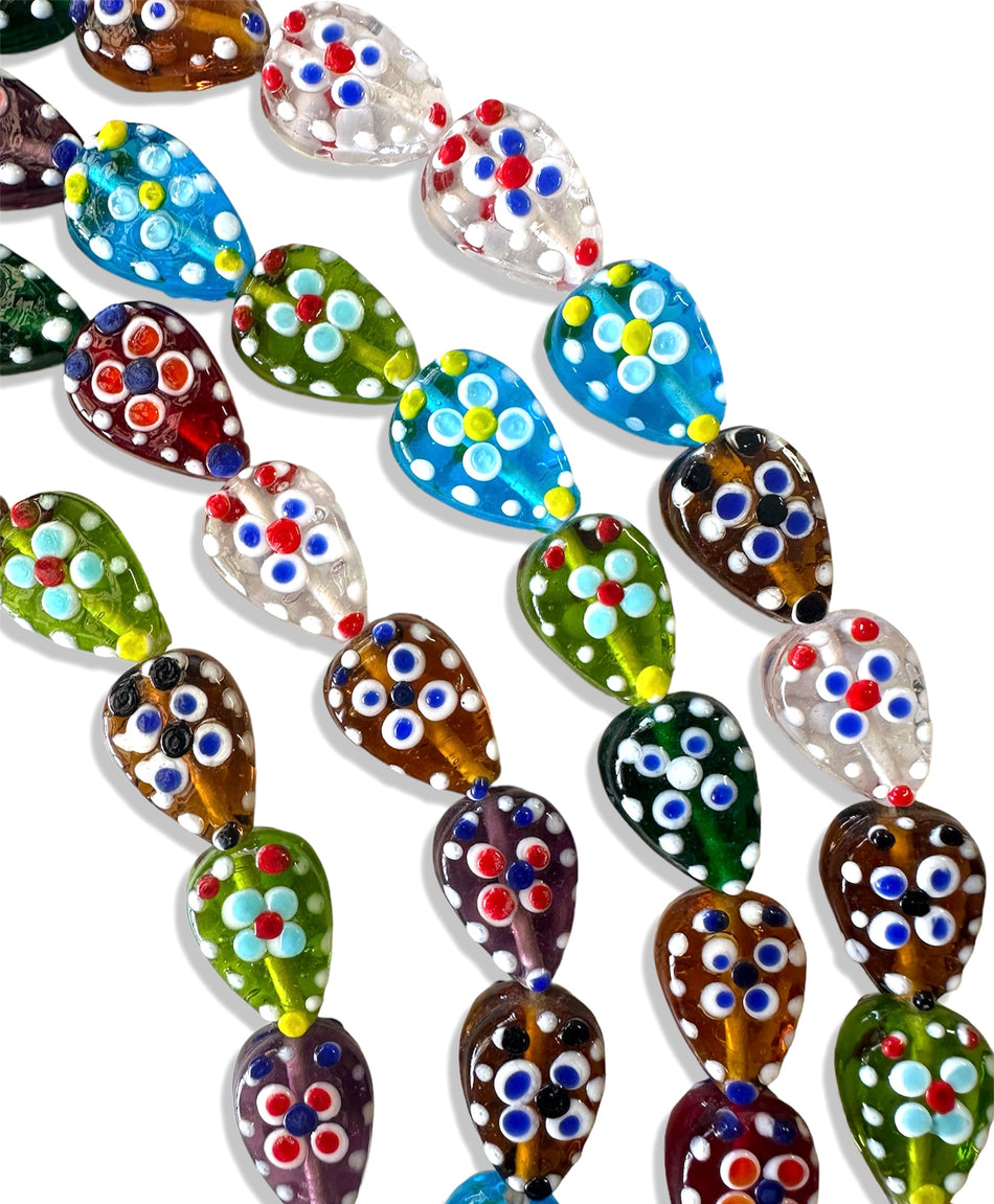 Multicolor Drop Bead Lampwork Strand, 22mm