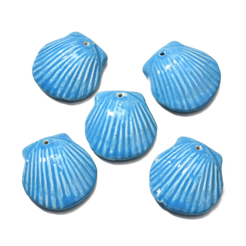Ceramic Shell Shape Pendant 36mm, 1pc
