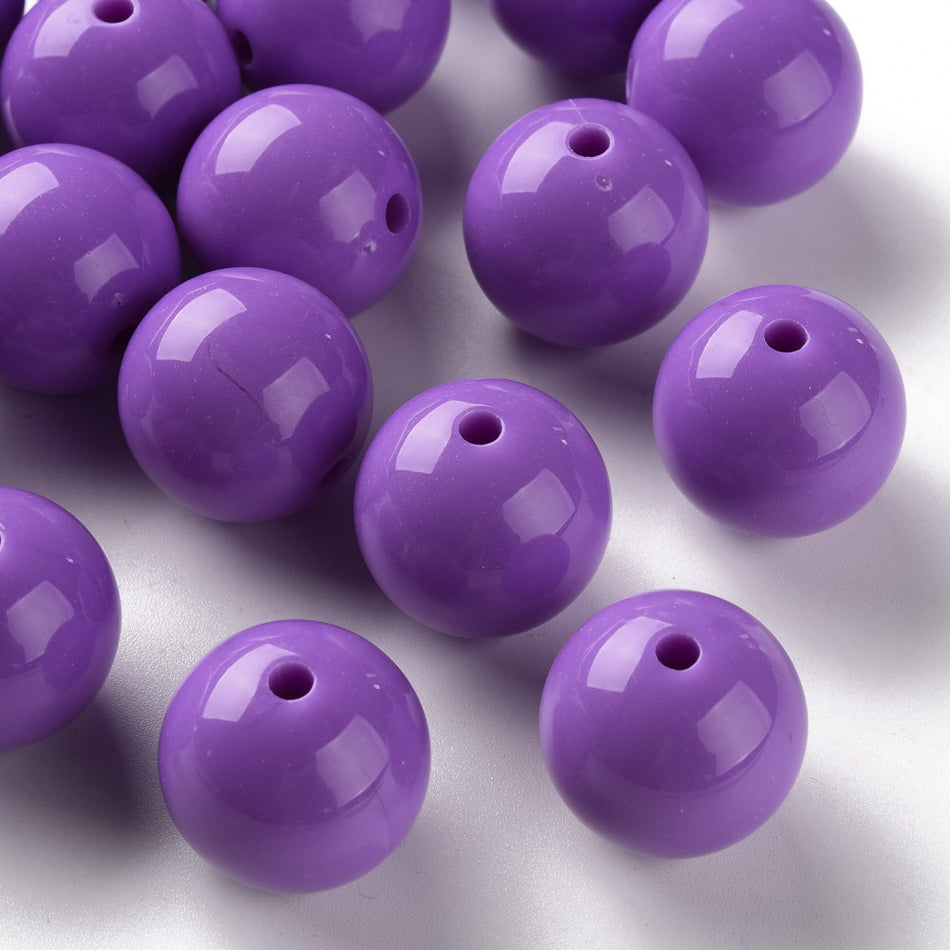 Solid Color Round Acrylic Beads 20mm, 10pcs