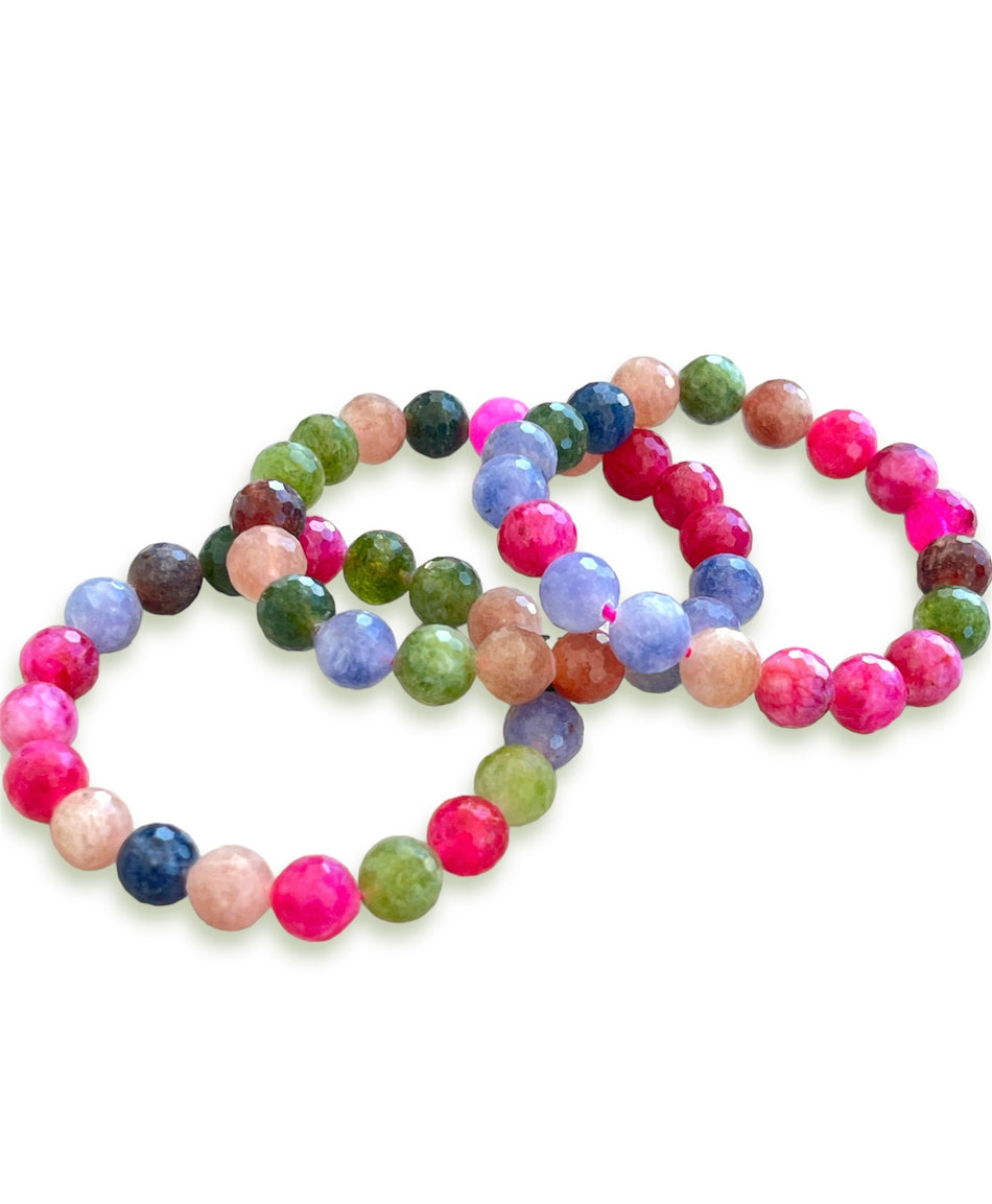 Faceted Multicolor Jade Bracelet, 1pc