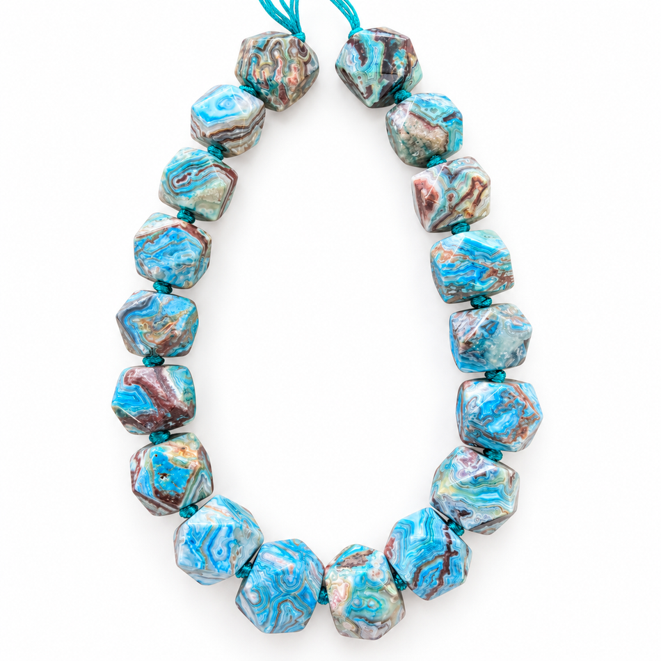 Faceted Round Natural Agate Strand | Bead size 25mm