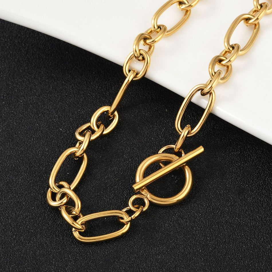 Stainless Steel Figaro Chain Necklace 20 inches with Toggle Clasp, 1pc