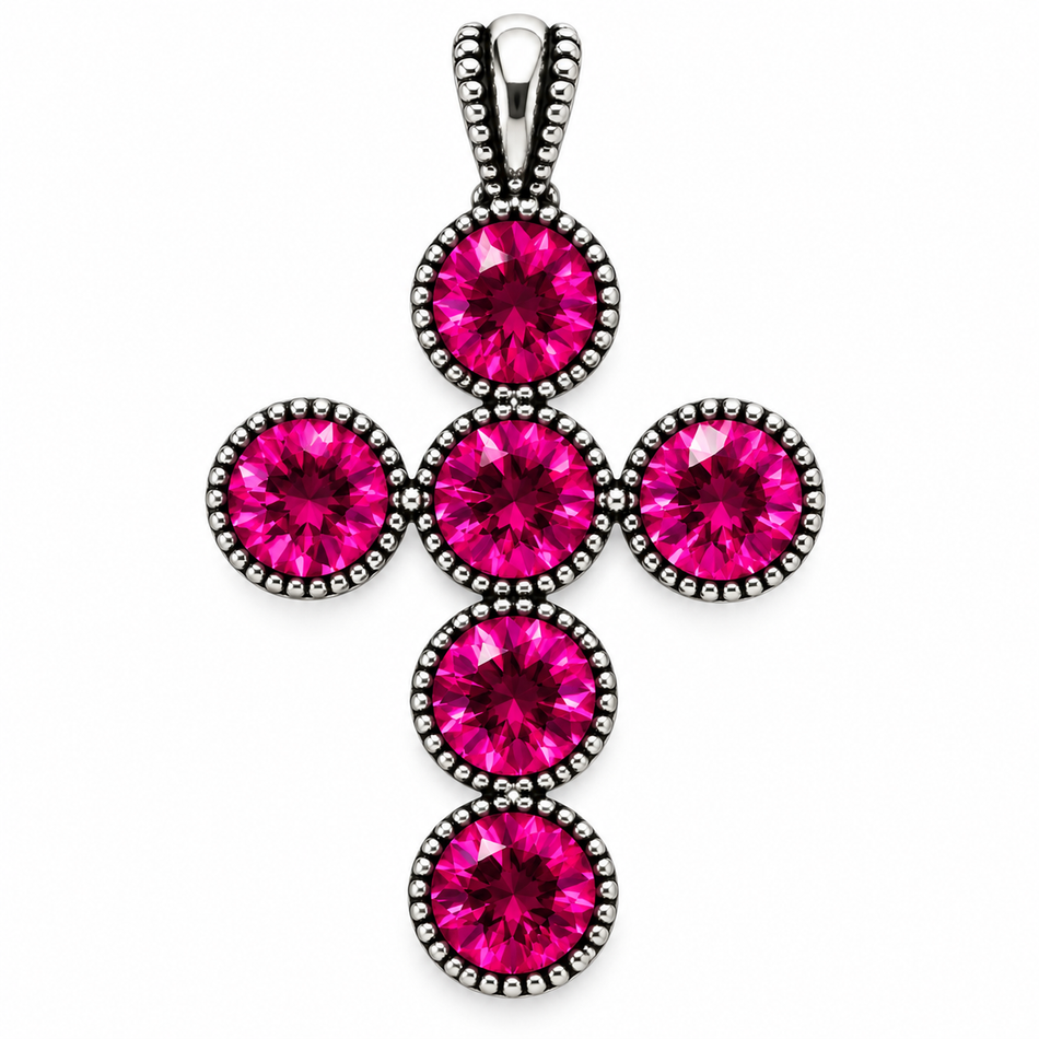 Pewter Cross Pendant with Rhinestone, Size 64mm 1PC