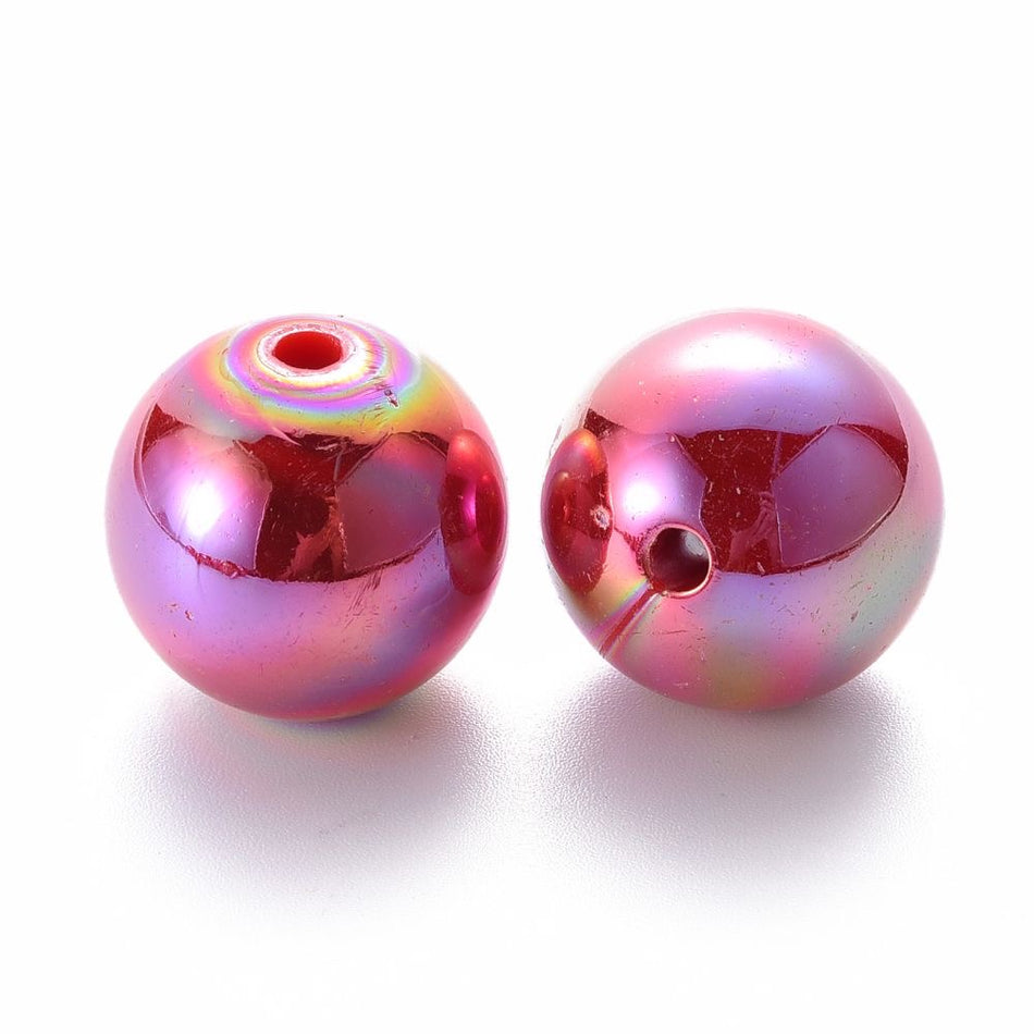 Iridescent Round Acrylic Beads 20mm, 10pcs