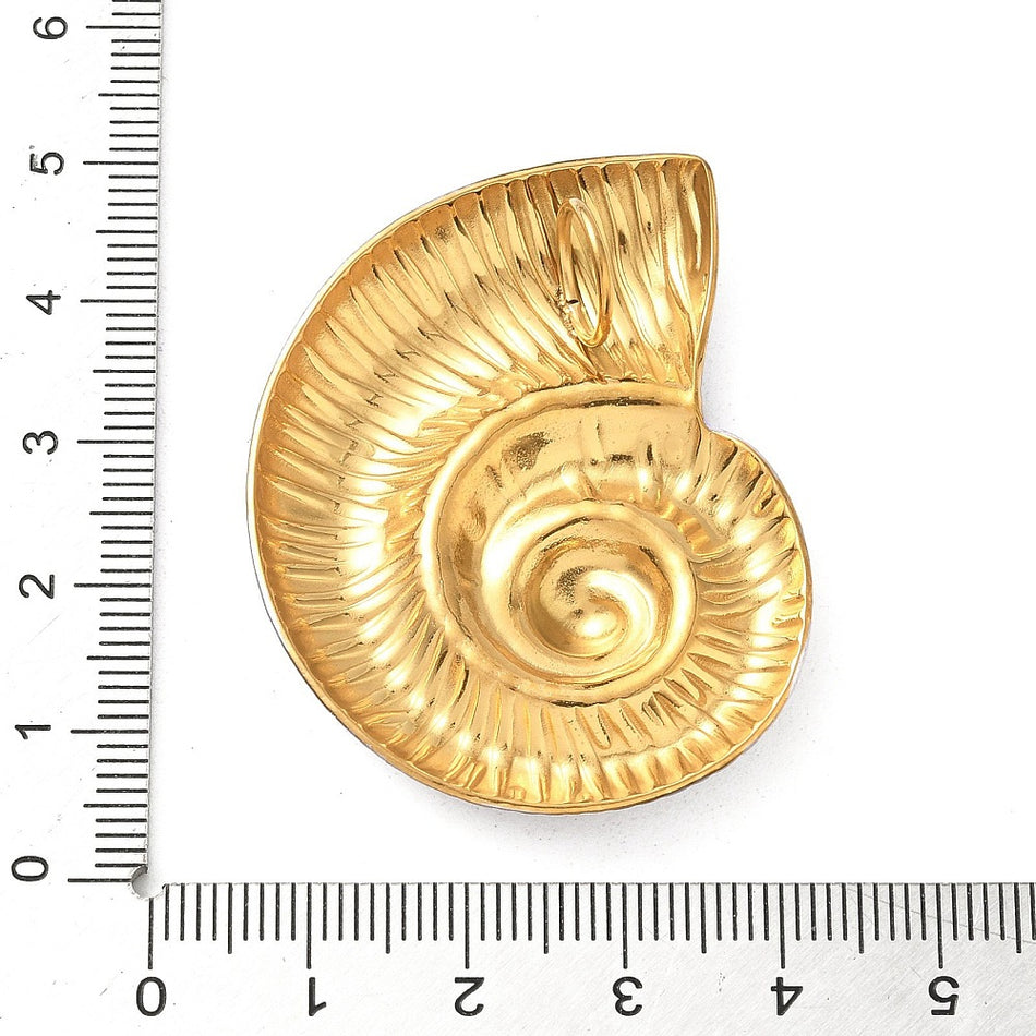 Stainless Steel Lilac Spiral Shell Pendant 46mm, 1pc