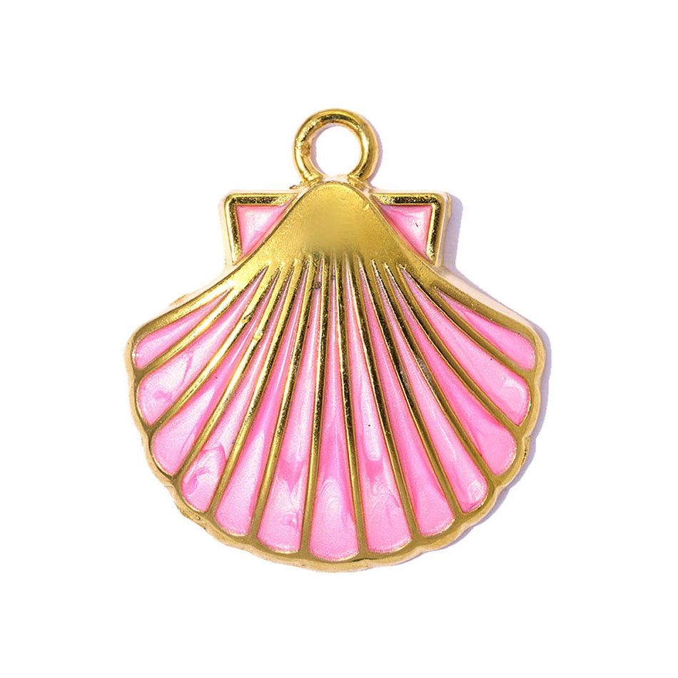 Stainless Steel Enamel Clam Shell Pendant 22mm, 2pcs