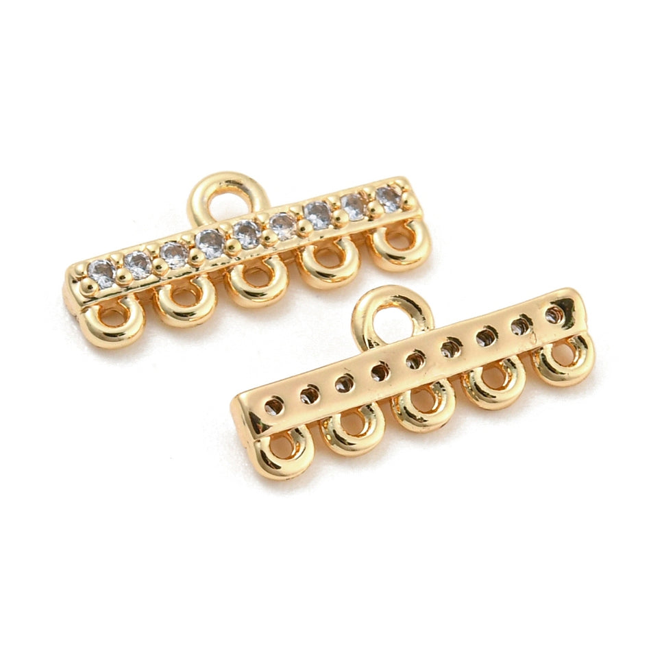 18k Gold Plated 5-Loop Connector with Zirconia 5mm, 2pcs