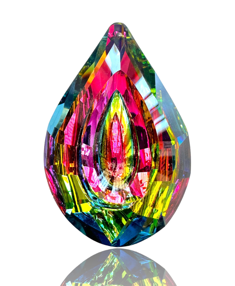 Multicolor AB Tornasol Crystal Drop Pendant, 1pc