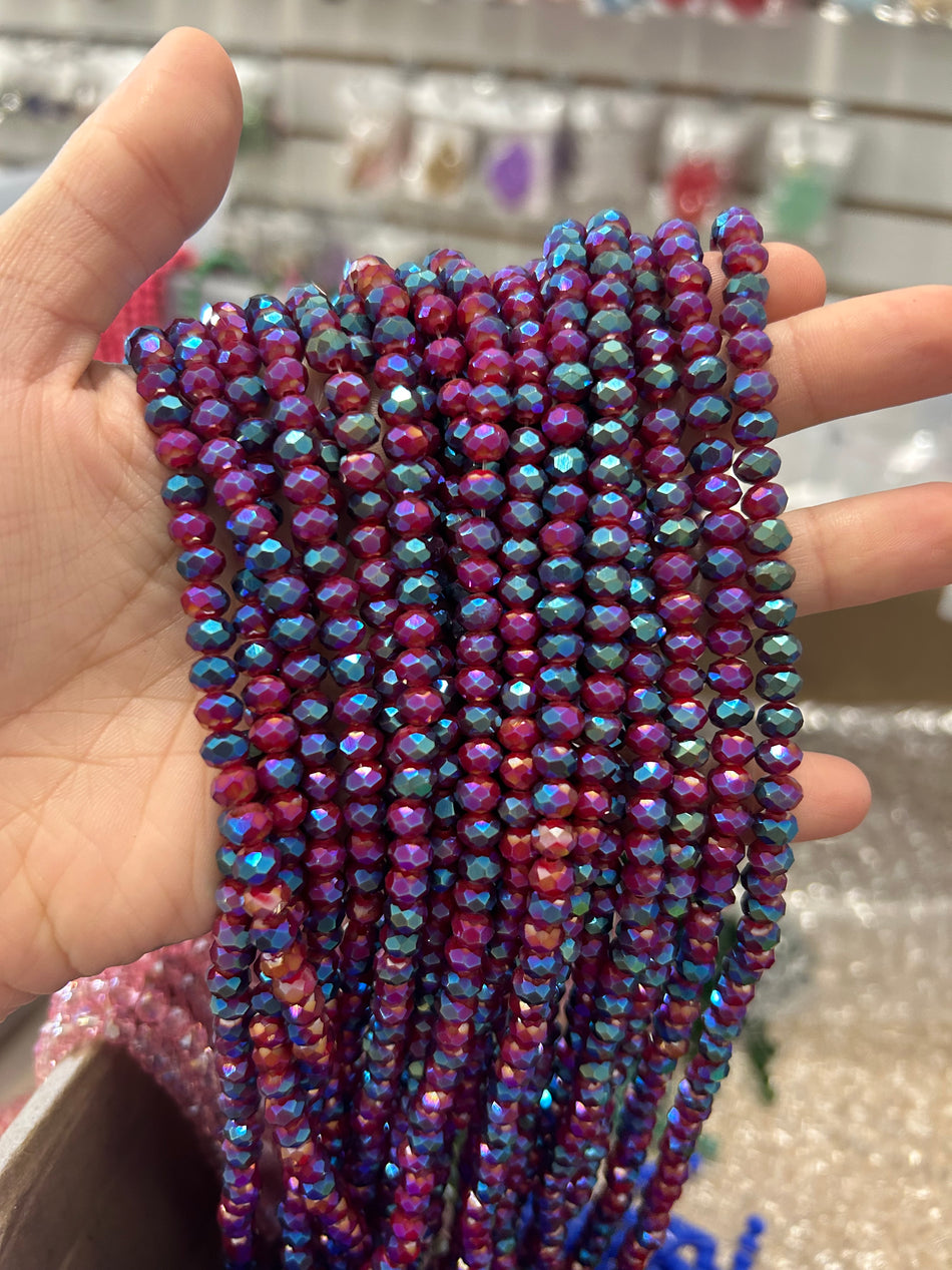 Faceted Crystal Rondelle Bead Strand, 6mm