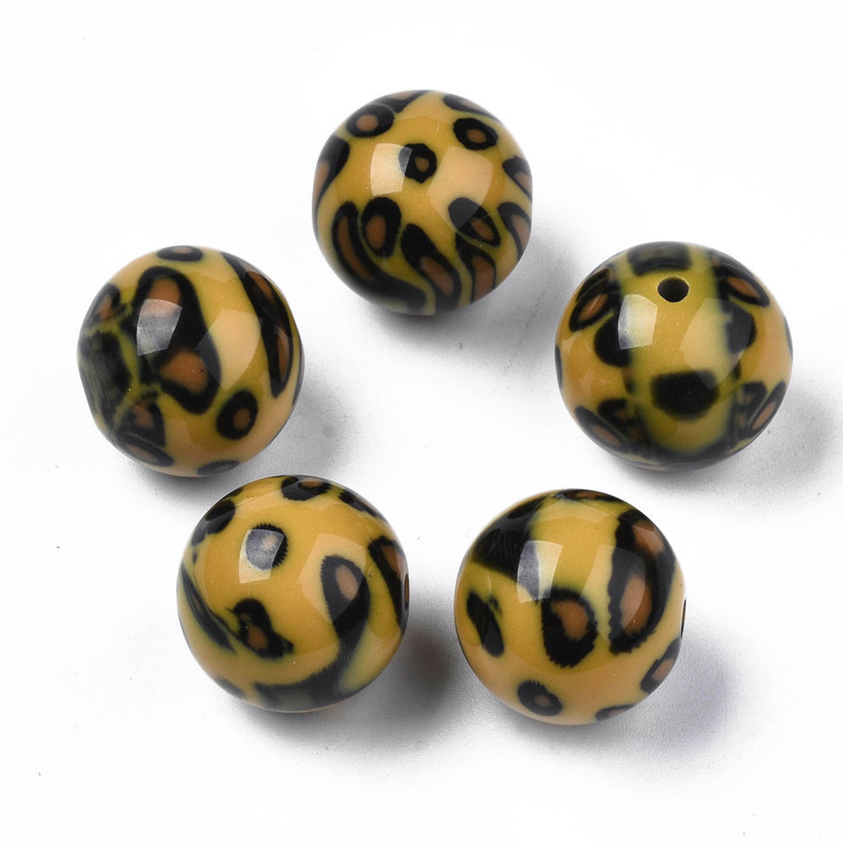 Round Acrylic Animal Print Beads 20mm, 10pcs