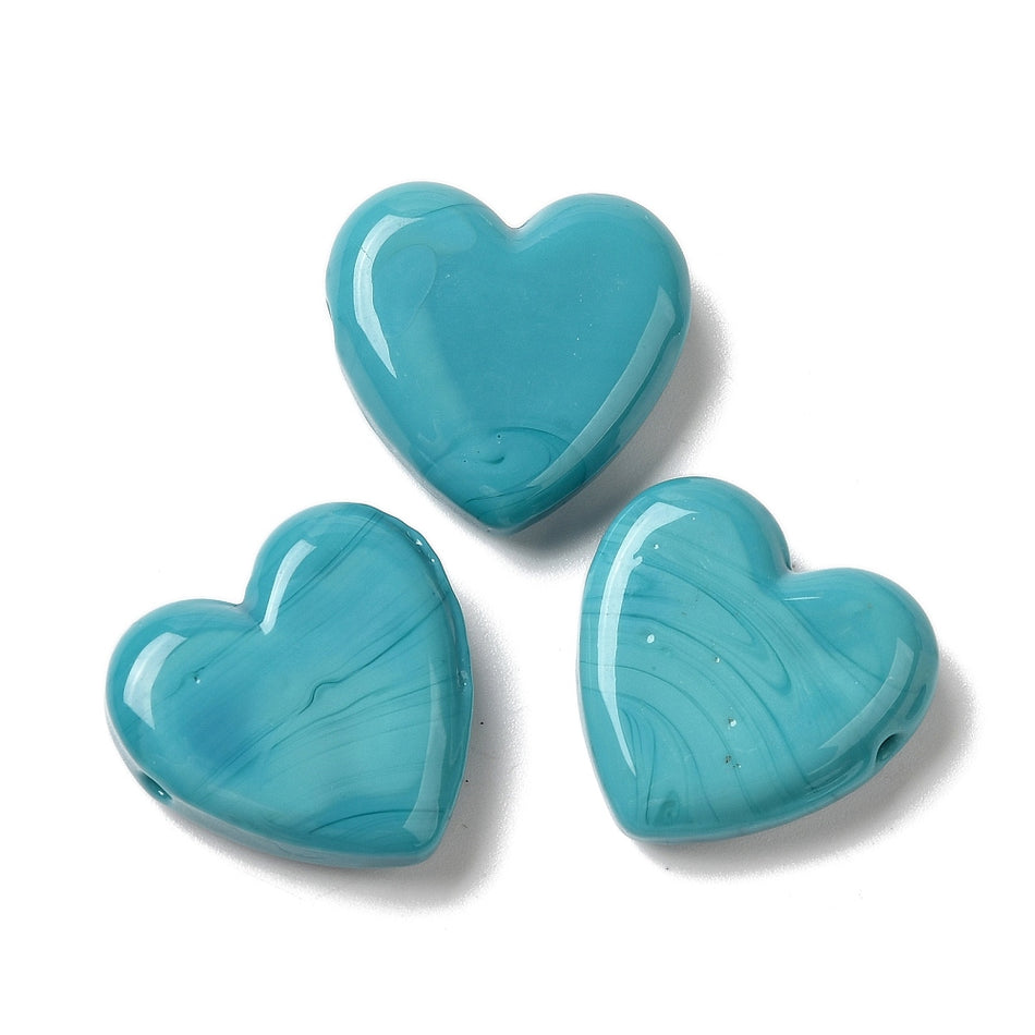 Lampwork Heart Bead 20mm, 2pcs