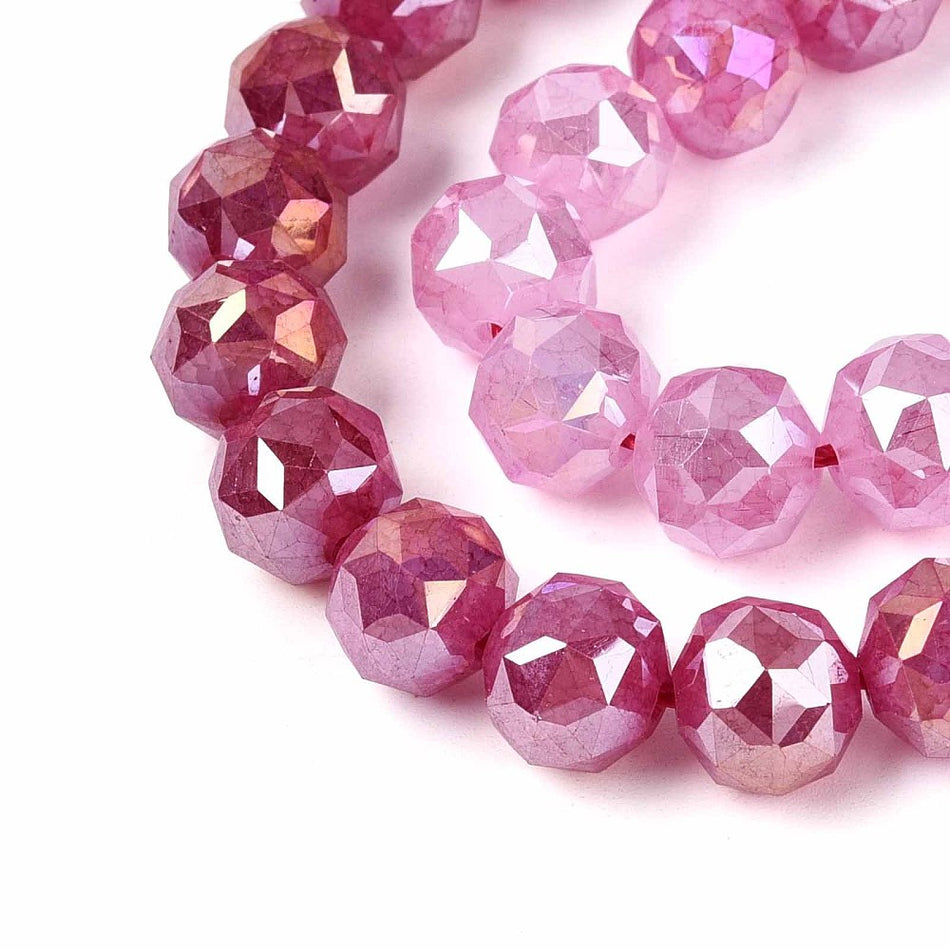 Round Faceted Electroplate Crystal Bead 10mm Strand