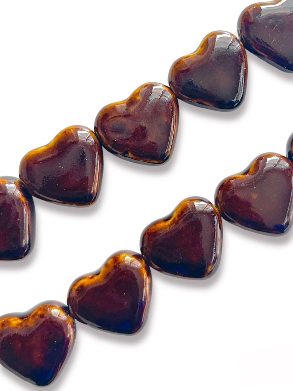 Heart Bead Ceramic Strand, 30mm