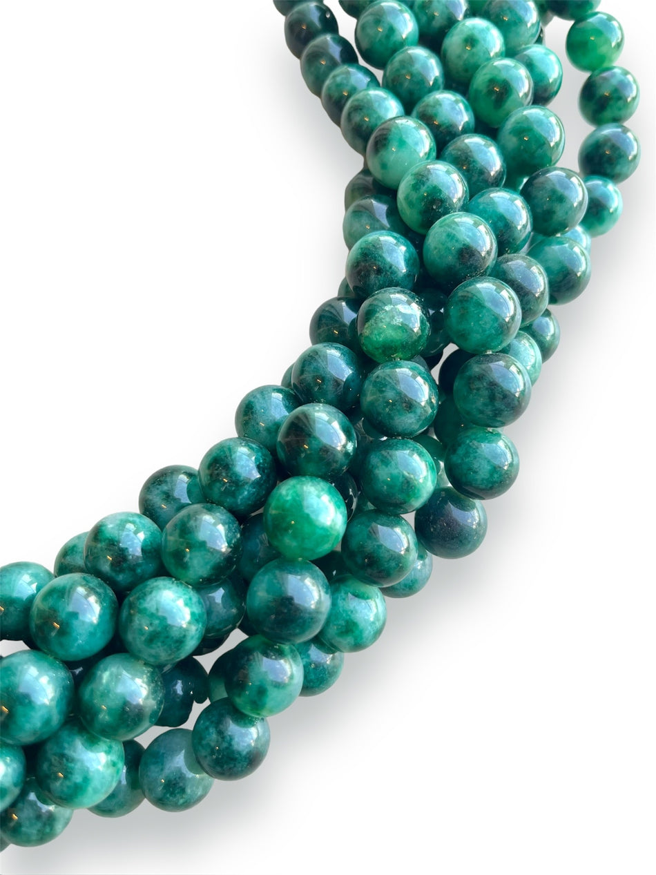 Round Teal Agate Strand, 14mm