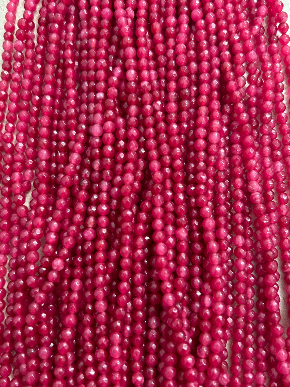 Faceted Round Bead Jade Strand, 4mm
