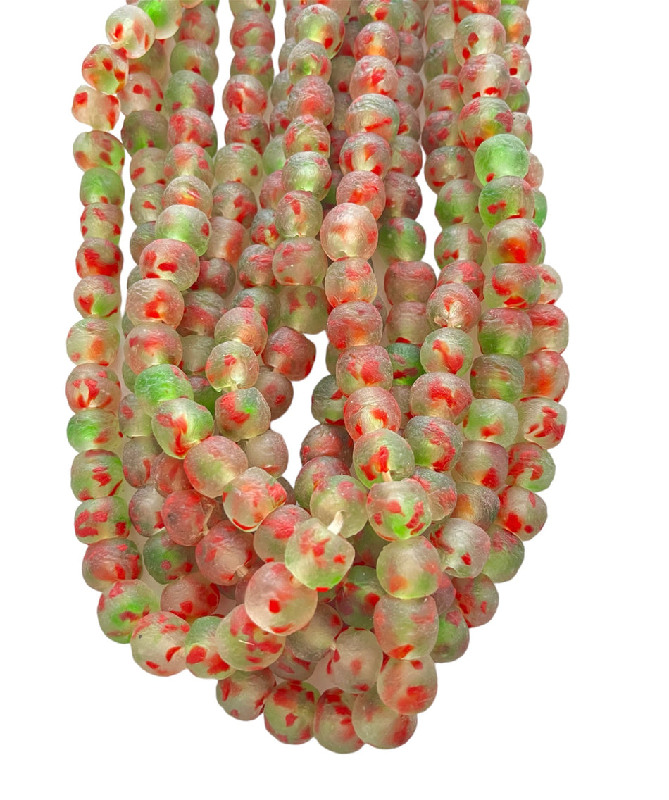 Green Frosted African Bead Strand, 16mm