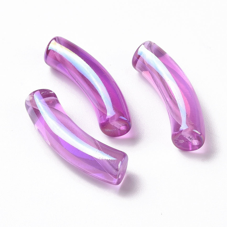 Acrylic Curved Tube Bead, 10pcs