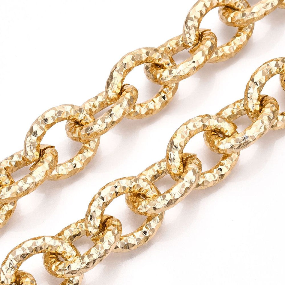 Aluminum Oval Link Gold Chain 30mm, 18inch