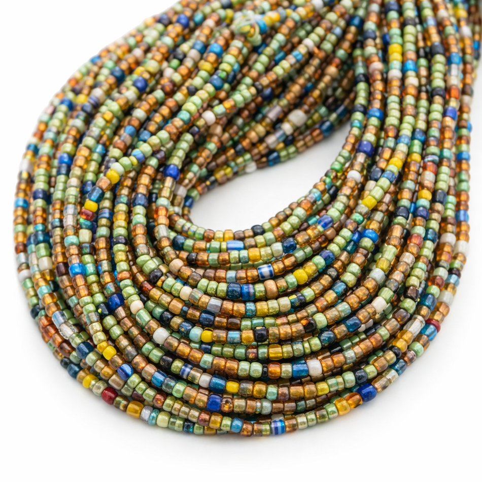 Multicolor African Seed Beads, X Long Strand, 4-6mm