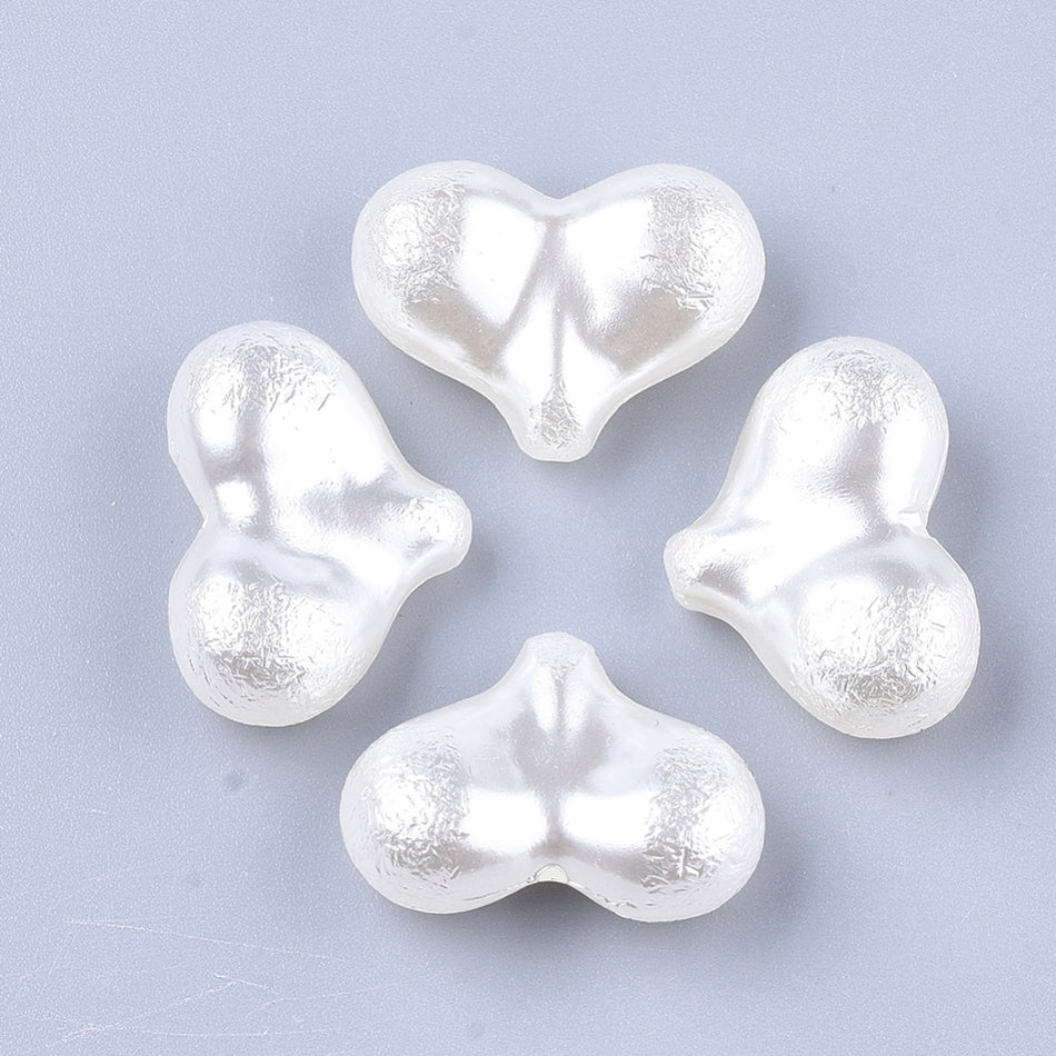 Pearl Acrylic Heart Beads 17mm, 25pcs