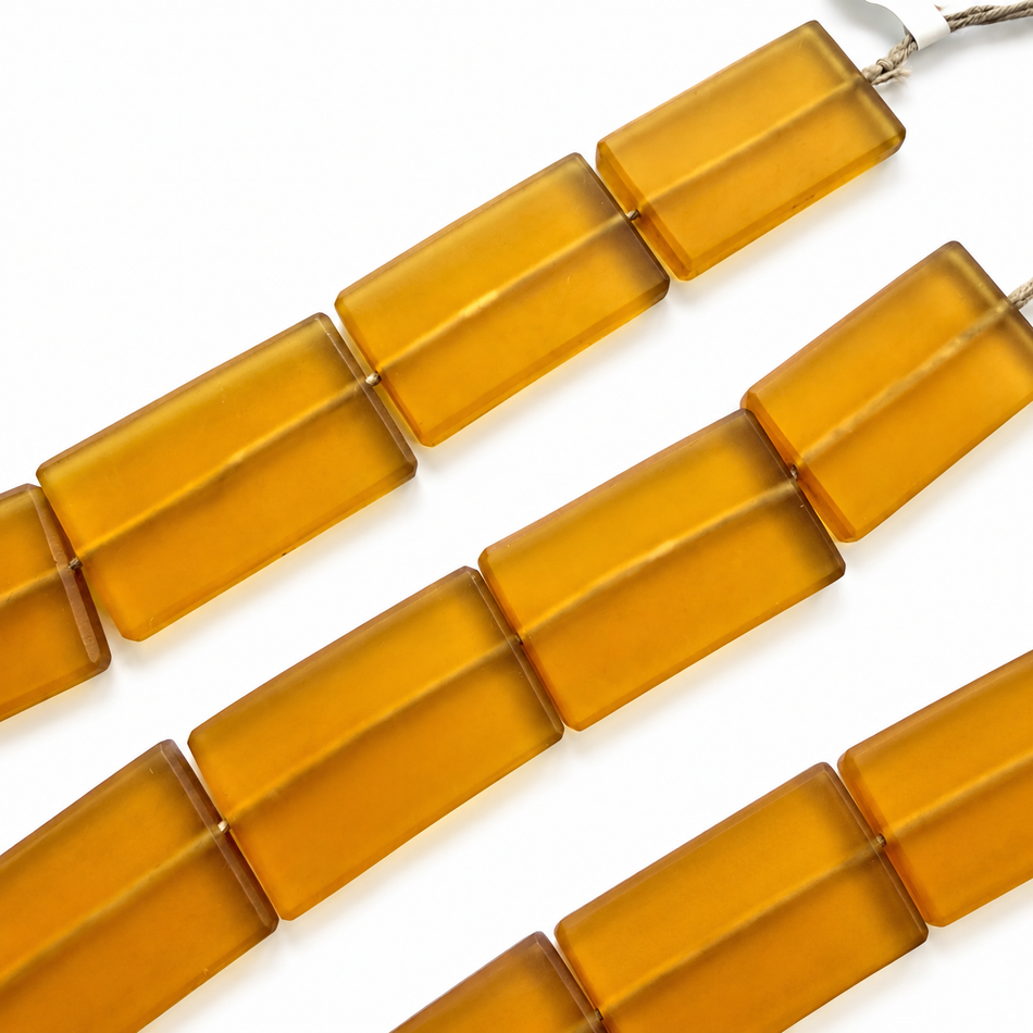 Tornasol Transparent Matte Resin Rectangular Shape 1.5 inch Bead Strand