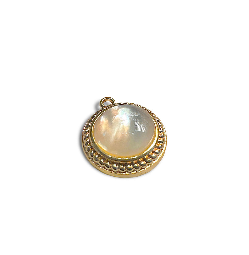 Mother of Pearl Round Pendant 14mm, 1pc