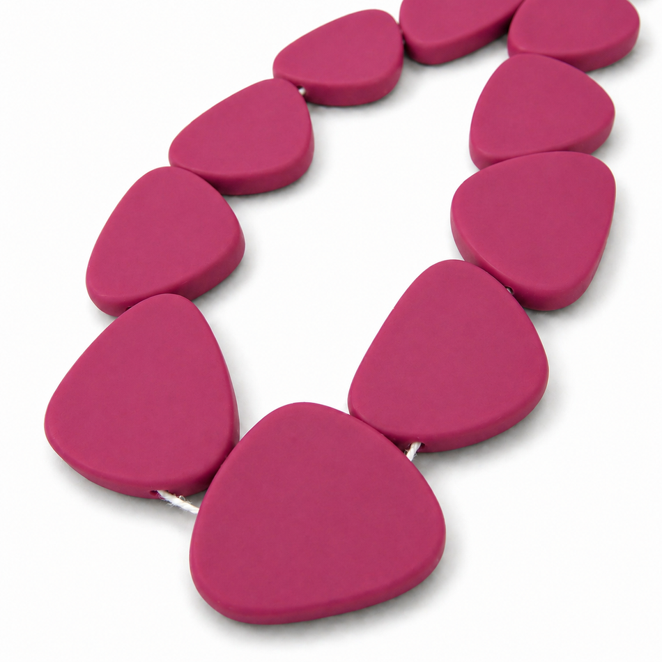 Resin Bead Flat Rounded Triangle Shape 40mm Strand