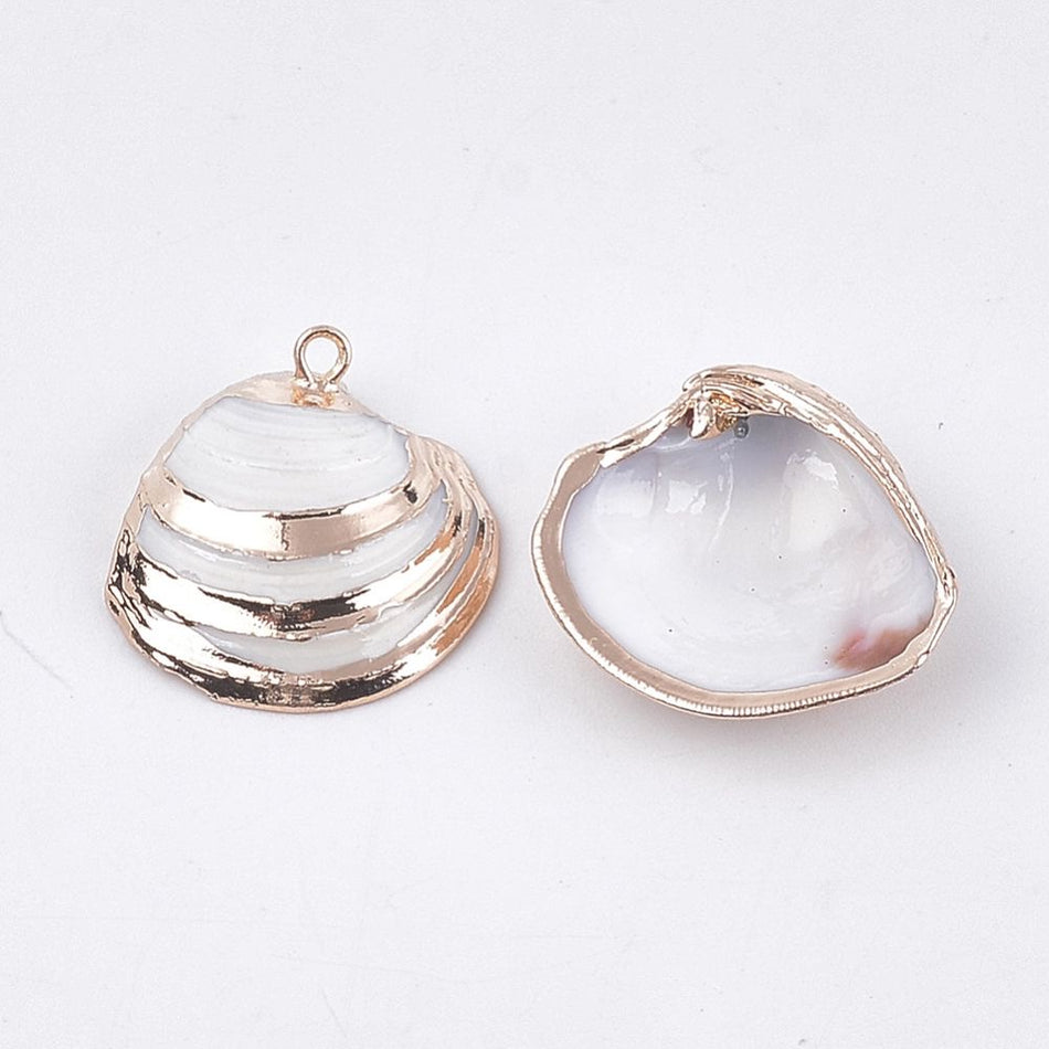 Gold Plated Shell Pendant 16mm, 4pcs