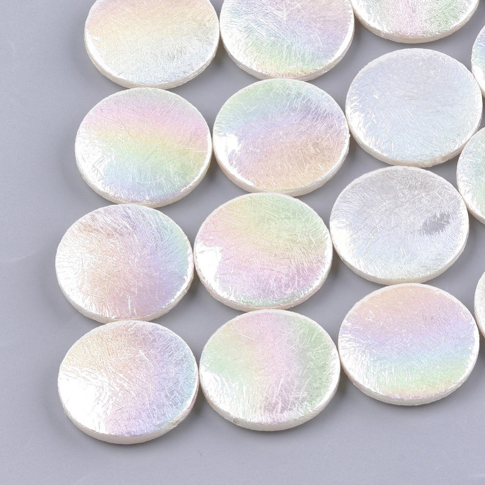 Flat Round Pearl Acrylic Beads, 2pcs