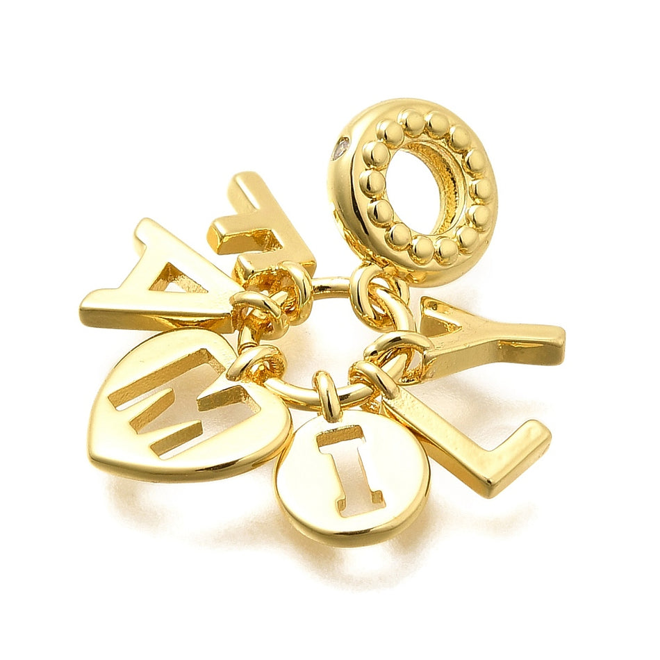 18k Gold-Plated Family Charms Pendant 24mm, 1pc