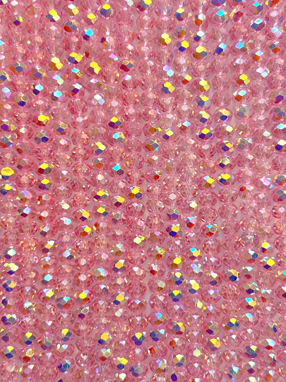 Bright Faceted Rondelle Crystal Bead Strand, 8mm