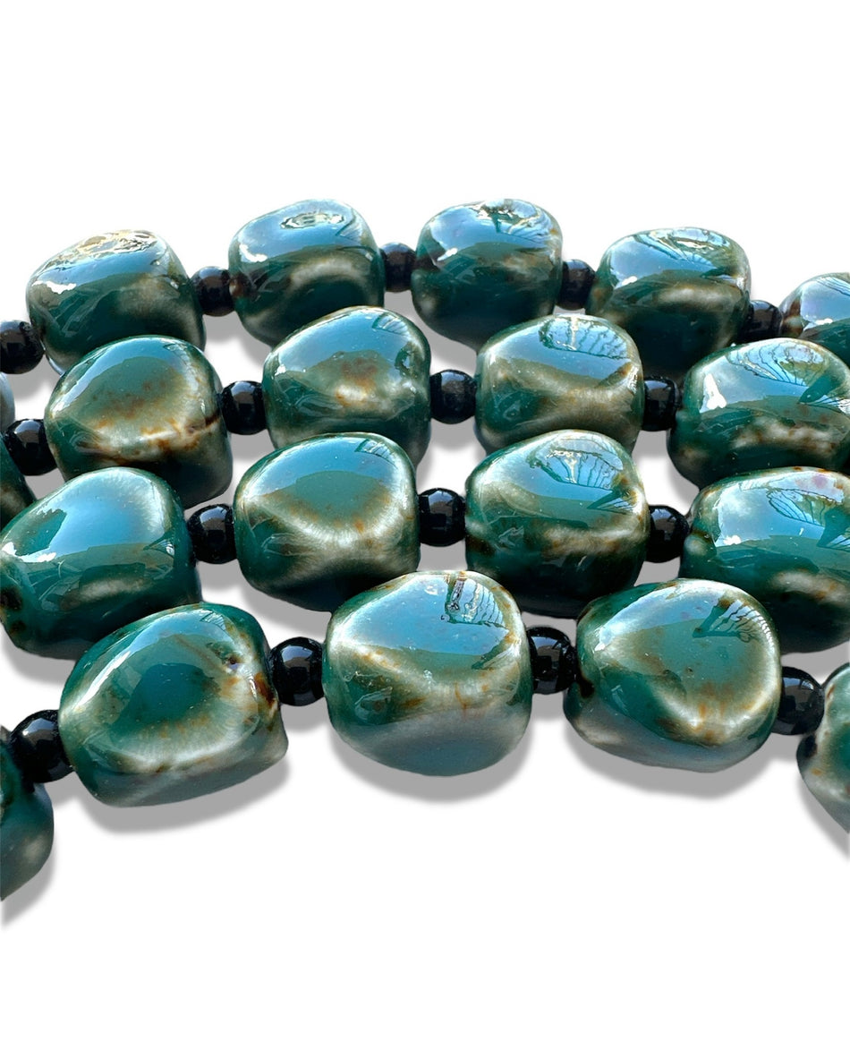 Cube-Like Teal Ceramic Strand, 22mm