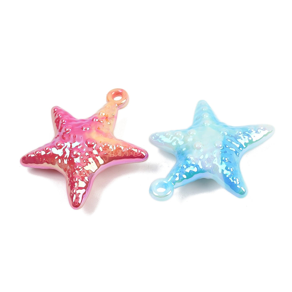 Acrylic Starfish Pendant 50mm, 4pcs