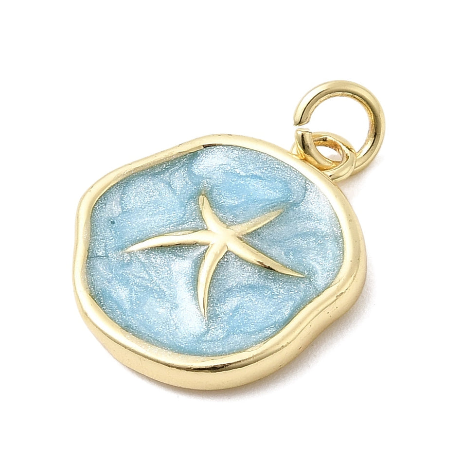 Flat-Round Starfish Pendant 18mm, 2pcs