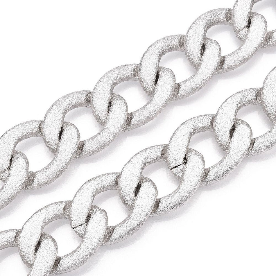 Aluminum Silver Curb Chain, 18inch