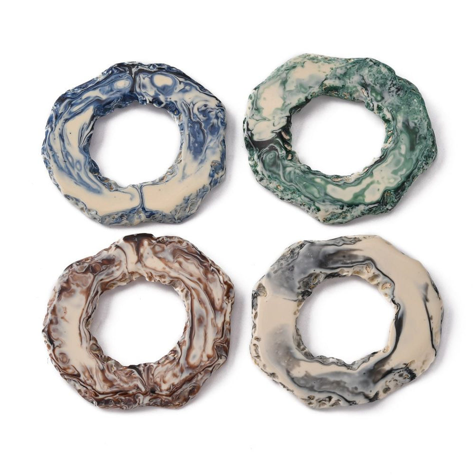 Mixed Color Resin Ring Beads 46mm, 5pcs